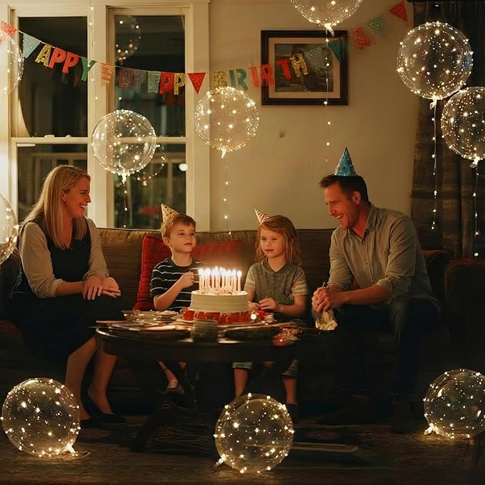 Light Up LED Balloons 12 Pack – 22" Clear Bobo Balloons with 10ft Warm White LED String Lights, 3 Light Modes, Batteries Included – Perfect for Parties, Weddings, Christmas & Outdoor Decorations