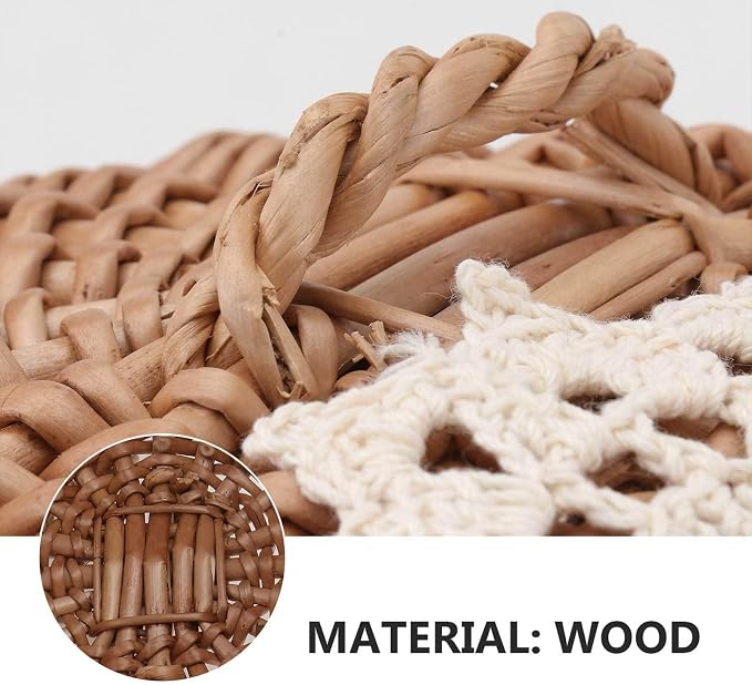 VICASKY Hand-woven Rattan Food Protecting Cover Basket, round Natural Wood Color, Kitchen Storage for Bread and Fruit, 1pcs Food Protector for Household Use