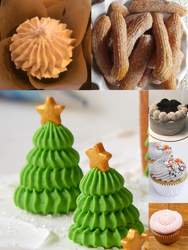 French Star Piping Tip for Eclairs,Churros,Shells,Flowers,& Scalloped Designs,3 Sizes