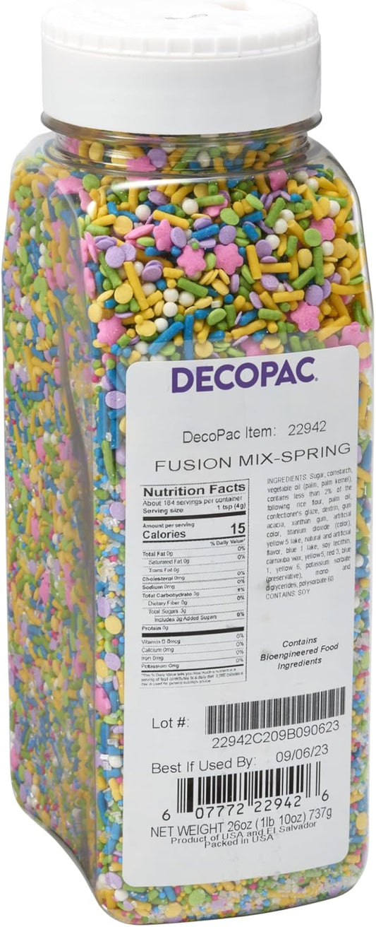 DecoPac Spring Fusion Mix Sprinkles, 26oz, Shaped Candy Sprinkles in Handheld Container, Edible Decorations For Celebration Cakes, Cupcakes, Cookies and Donuts