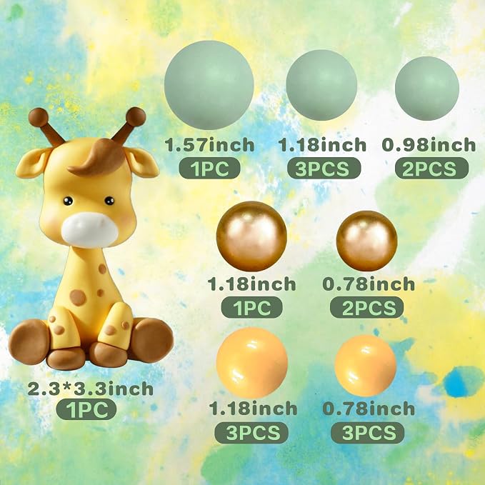 Giraffe Cake Topper with Balls Cake Decorations for Wild Animals Themed Birthday Baby Shower Party Supplies (STYLE 2)