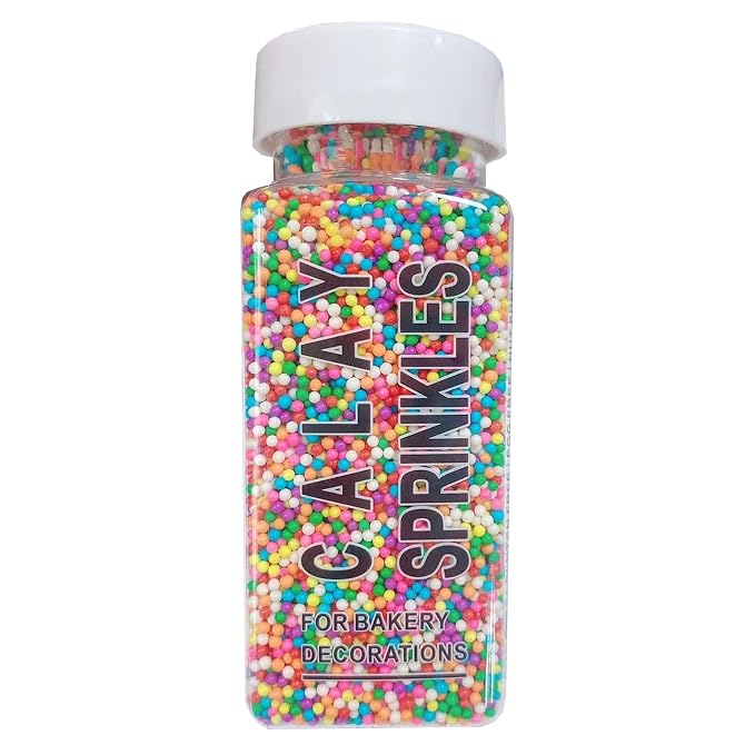 Sentovac Edible Rainbow Nonpareils Sprinkles 2mm Colorful Mini Peals Sprinkle for Cake Decorating Sugar Candy Baking Cookie Cupcake Topper Decorations Wedding Party Valentine Supplies