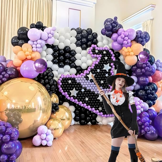 MEBAY Purple and Gold Balloons Arch Kit, 166Pcs Dark Purple Metallic Lavender Lilac Violet Gold Chrome Balloons for Baby Shower Girl Princess Party Wedding Decorations
