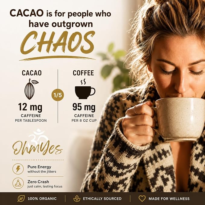 Pure Raw Organic Cacao Powder | Premium Ceremonial Grade Cacao | Natural Source of Flavanols, Magnesium, Iron & Theobromine | Sugar-Free Hot Cocoa Chocolate Drink & Baking Mix | Unsweetened - (33 Servings)