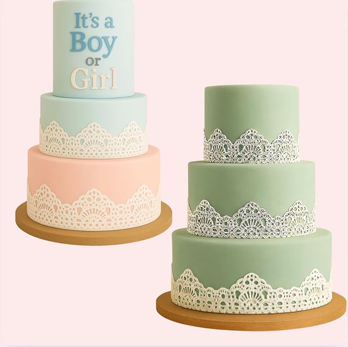 x3 Shiny Pearl honeycomb Edible Sugar Cake Lace Large strips Ready To Use - Handcrafted 3D effect