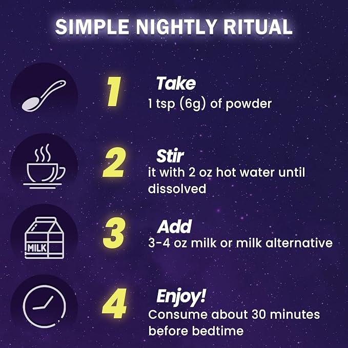 Mushroom Hot Cocoa, Melatonin-Free Natural Herbal Sleep Powder with Jujube Seed, Magnesium Glycinate, GABA, L-Theanine & 14 Mushroom Extracts | Calm, Relaxation & Immune | hot chocolate, 30 Servings