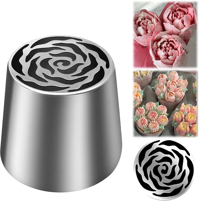 Jiozermi Extra Large Russian Piping Tip, Stainless Steel Flower Frosting Tip Icing Nozzle Floral Icing Nozzle for Birthday Cake Cupcake Decorating Frosting, Cream Baking Cookie DIY, SL48