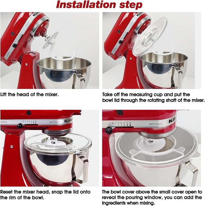 Bowl Cover Compatible with KitchenAid 4.5-5 Qt Tilt-Head Stand Mixer Bowl Covers with Extra Pouring Window, Dishwasher Safe Lid to Prevent Spilling (Pack of 1)