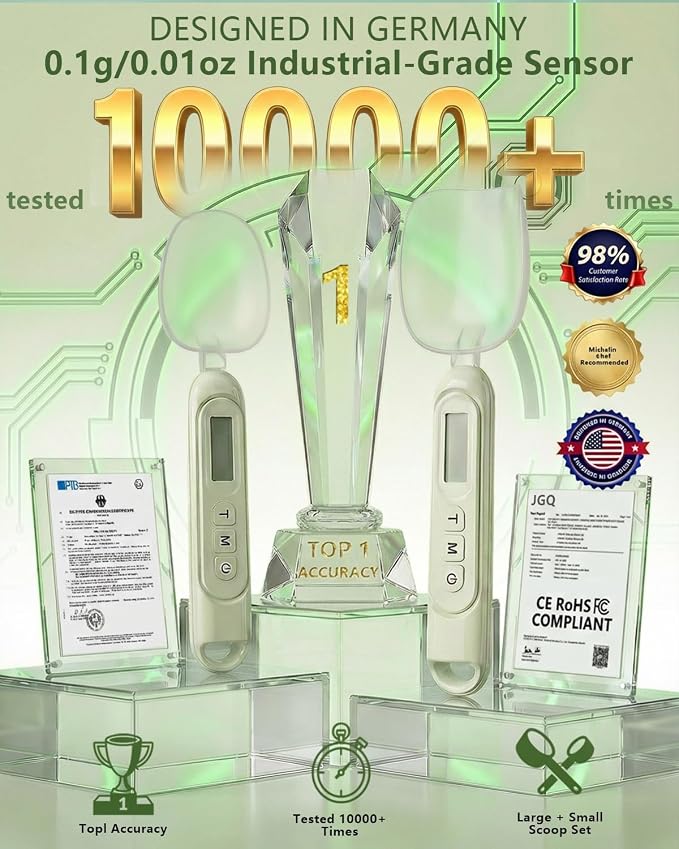 2026 Upgraded 2-In-1 Digital Measuring Spoon 【High-Precision 0.01oz/0.1g · Tested 10000+】 Baking Scale 【7-Unit】 Digital Kitchen Scale for Baking, Gram Scale for Weight Loss, Large & Small Scoop,Beige