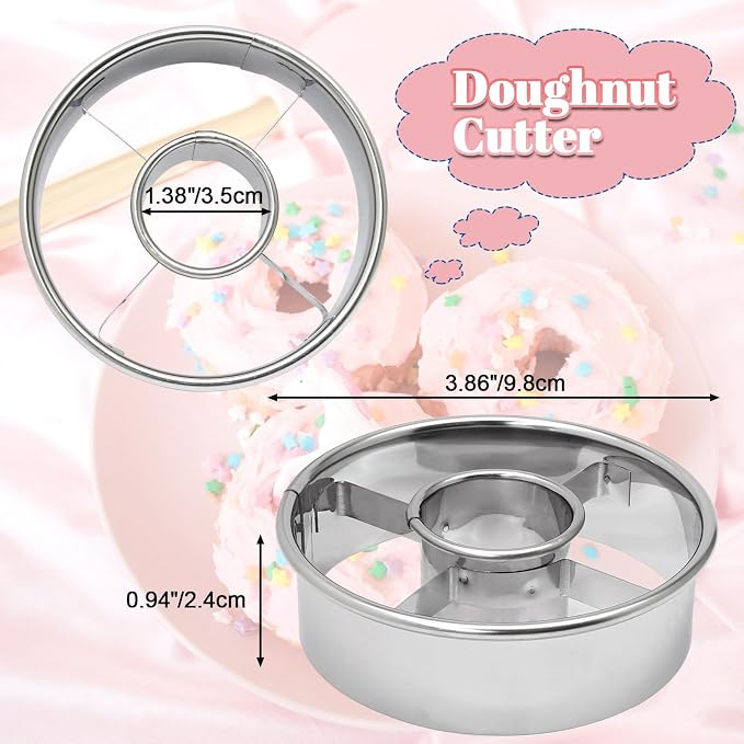 Luomorgo 2 Pack Stainless Steel Donut Cutter 3.86 Inch - Heavy Duty Doughnut Cutter Baking Tools for Donuts, Bagels, Cookies & Biscuit Pastries - Home & Professional Use