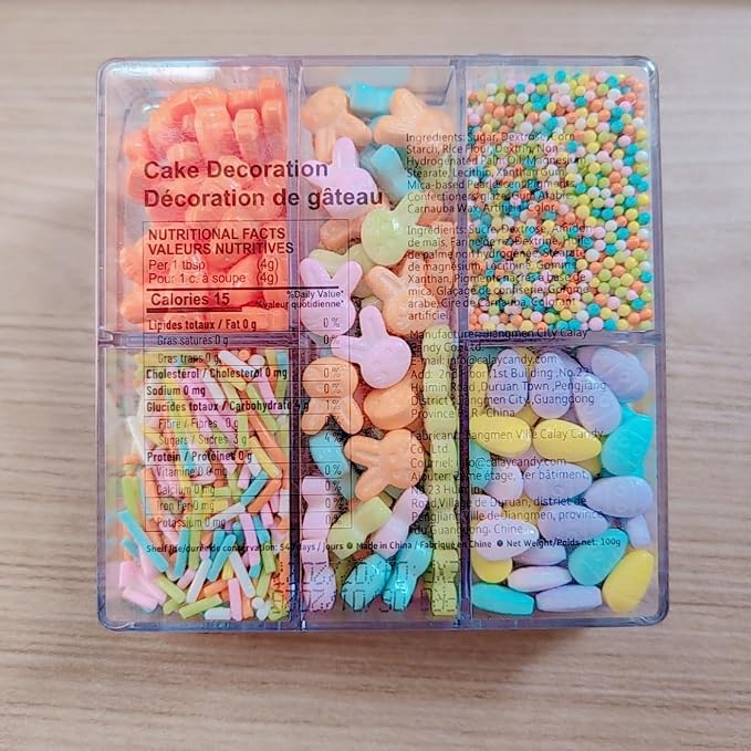 HeDeon&Rles Easter Candy Sprinkles for Baking Decoration 90g/3.17oz Edible Carrot/Easter Egg/Rabbit Mix Sprinkles Caketopper Festival Supplies Cupcake Ice Cream Pastry Muffin Decoration