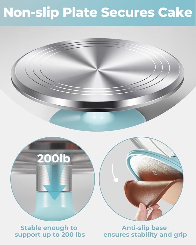Kootek Aluminium Alloy Revolving Cake Stand 12 Inch Rotating Cake Turntable for Cake, Cupcake Decorating Supplies for Mother's Day