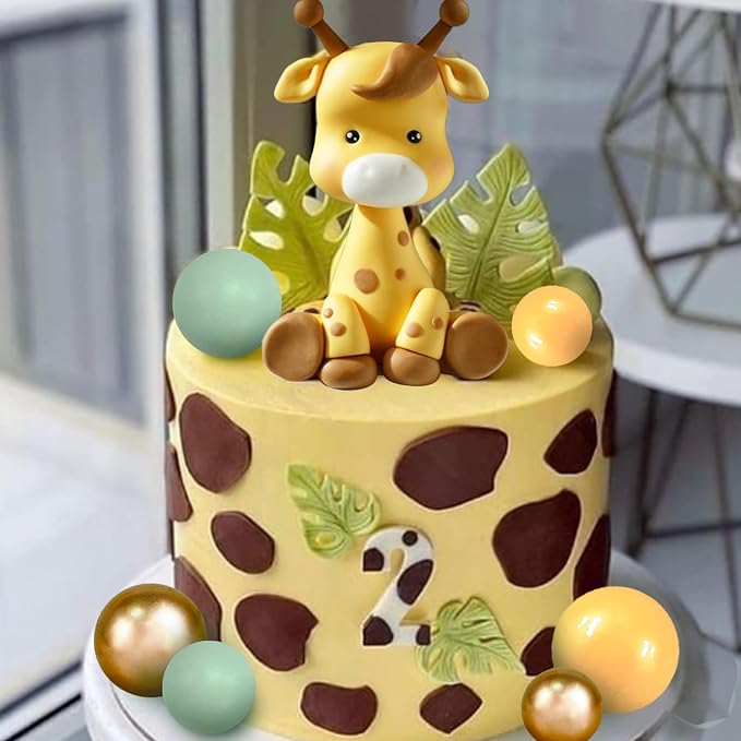 Giraffe Cake Topper with Balls Cake Decorations for Wild Animals Themed Birthday Baby Shower Party Supplies (STYLE 2)