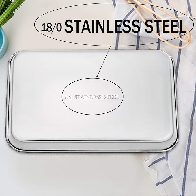TeamFar Baking Sheet Set of 4, 16/12.5/10/9.3 Inch Stainless Steel Baking Pan Tray Cookie Sheet, Non Toxic & Healthy, Rust Free & Easy Clean - Dishwasher Safe