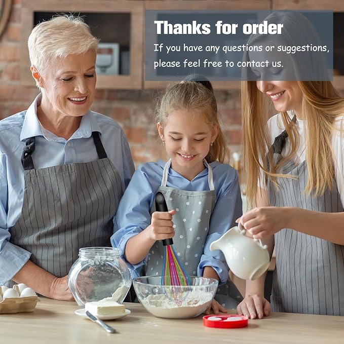 OYV Dishwasher Safe Colorful Silicone Whisk, Sealed Waterproof Design Set of 3, Professional Kitchen Whisks for Cooking Non-Scratch, Silicone & Stainless Steel Whisk, Heat Resistant Balloon Egg Beater
