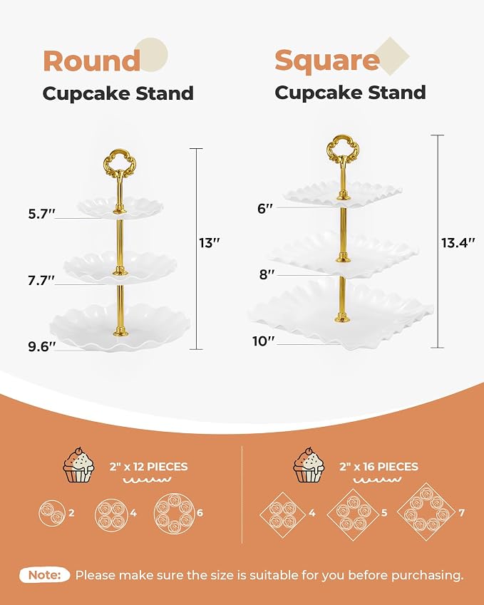 Kootek Dessert Cupcake Stand, 10pcs Dessert Table Display Set, 3 Tiered Cup Cake Holder Tower Stand Riser& Cookie Serving Trays for Wedding, Tea Party, Birthday, Baby Shower