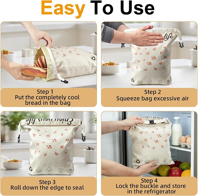 2 Pack Reusable Beeswax Bread Bags for Sourdough, 13"×17" XL Natural Beeswax Bags - Bread Storage Bags to Keep Fresh Longer, 100% Linen Moisture-proof Sourdough Storage Bags, Portable, Easy to Clean