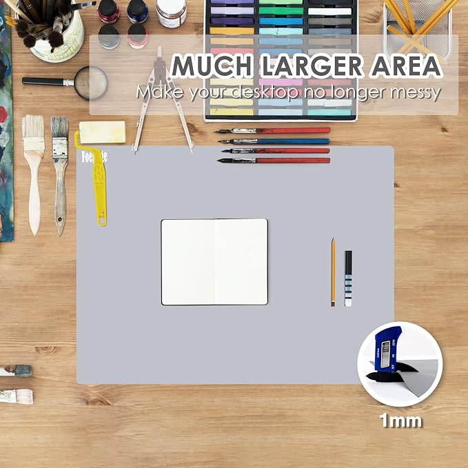 31.5" x 23.6" Extra Large Silicone Mat for Resin Casting, Crafts and Epoxy, Nonstick Silicone Sheet for Jewelry Casting Molds, Countertop Protector Mat Heat Resistant Placemats by Foepoge, Gray