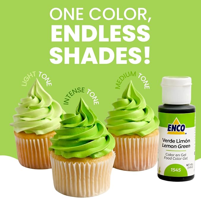 ENCO Food Coloring Gel Lemon Green 1.41 oz (40g) Concentrated, Vegan