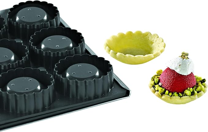 Mallard Ferriere 15-Fluted-Cavity Tartlet Cutter and Baking Pan with 15 Round Cavities 45 Millimeters Diameter x 8 Millimeters High