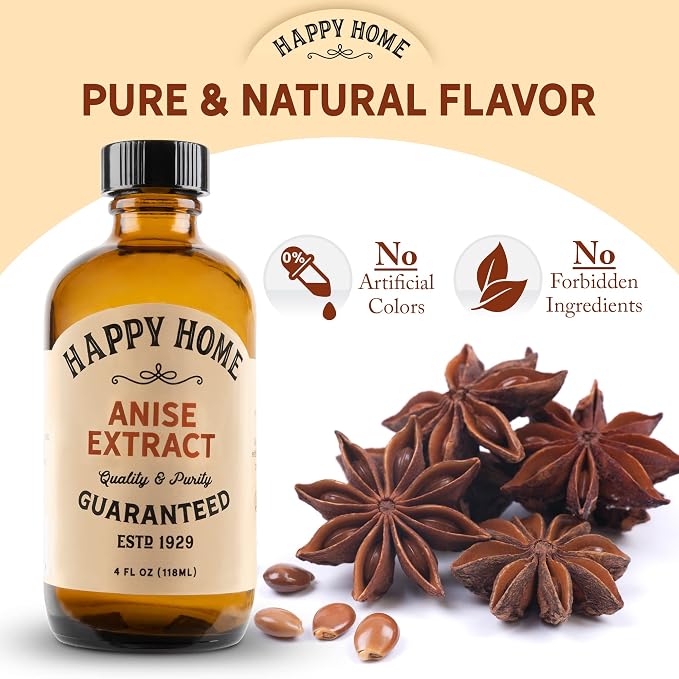 Happy Home Pure Anise Extract - Certified Kosher, 4 oz.