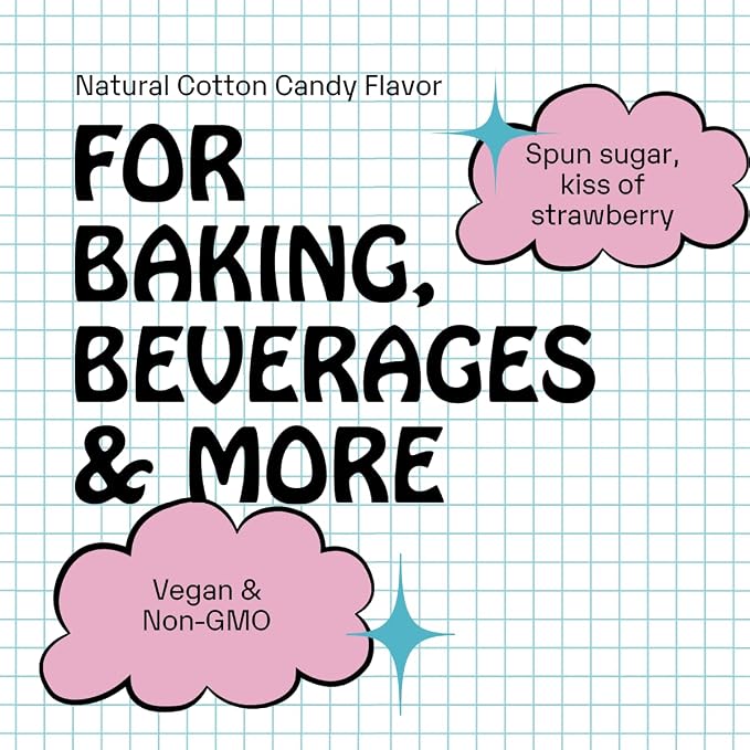 Supernatural Cotton Candy Flavor Drops - Vegan, Non-GMO Natural Flavoring, Unsweetened, Zero Calorie. Spun Sugar Taste For Food Crafts, Desserts, Candy, Water, Kids Smoothies, and More. 30ml 1oz