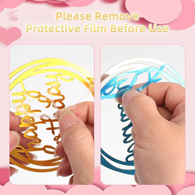 8 Packs Gold Happy Birthday Cake Toppers, Acrylic Double-Sided Glitter Cupcake Toppers Set, Happy Birthday Party Sign Decorations Supplies
