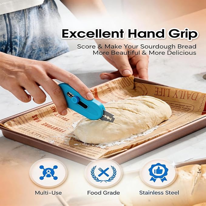 5th Generation Magnetic Bread Lame Blue, Sourdough Scoring Tool, Professional Bread Scoring Knife for Homemade Sourdough Bread, Bread Baking Supplies with 5 Replacement Razor Blades, 1 Pack