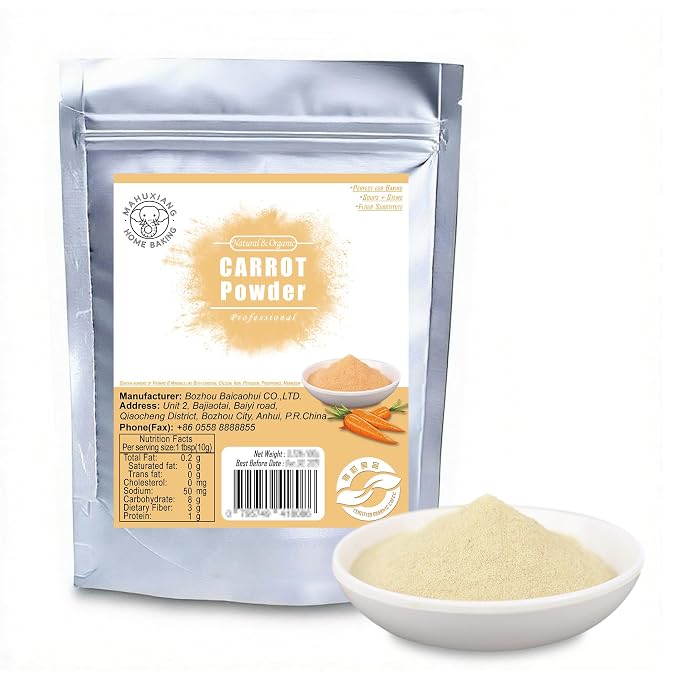 MAHUXIANG Organic Carrot Powder (1.76 oz / 50 g) — Single-Ingredient Carrot Powder for Baking, Cooking & Beverages, No Added Ingredients, Gluten-Free