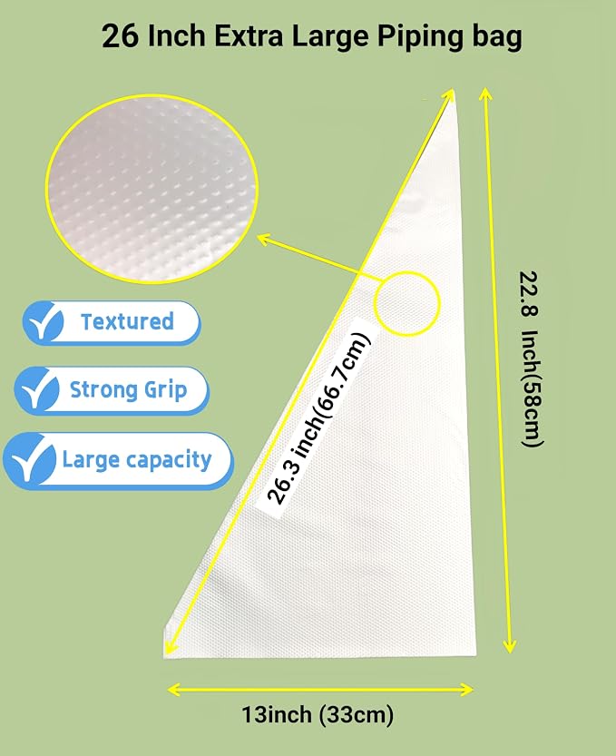 Extra Large Piping Bags 26 Inch - 50 Pack Disposable Pastry Bags - Thick Anti-Burst Pastry Icing Frosting Piping Bags For Decorating Cupcakes Cakes Cookies (Extra Large 26 Inch-50 Pack)