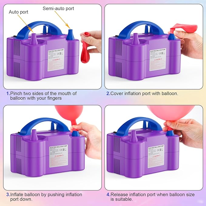 Electric Balloon Pump, Portable Electric Balloon Blower Machine Balloon Air Pump, Dual Nozzle 110V 600W Balloon Inflator for Party Decoration Christmas Birthday