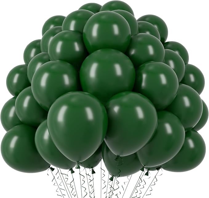 Voircoloria 110pcs Dark Green Balloons 12inch Green Latex Party Balloons for Birthday, Graduation, St. Patrick's Day, Christmas, Baby Shower, Dinosaur Party, Anniversary Party Decorations