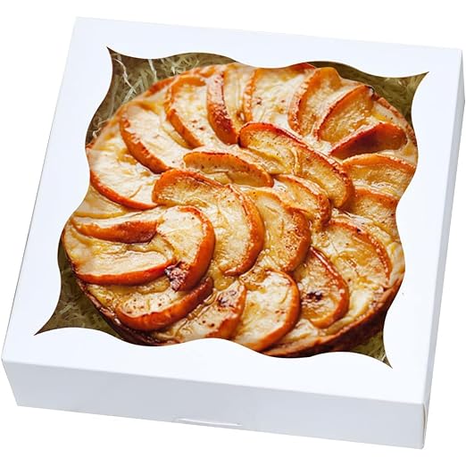 qiqee Auto-pop Up 12Packs White Pie Boxes with Window 12x12x3 Inch Cookie Donut Bakery Box
