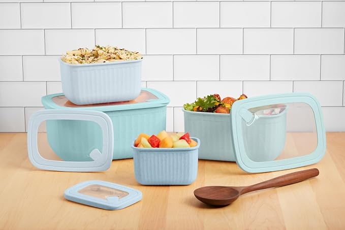 Core Kitchen Nested Wheat Fiber Food Storage Set – 8-Piece BPA-Free Containers with Lids – Eco-Friendly, Stackable, Microwave & Freezer Safe - Celestial Cloud