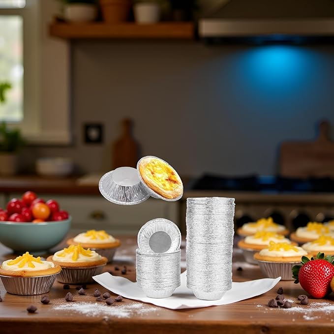 50PCS Silver Mini Pie Tins, Round Tart Pie Foil Pans, Aluminum Foil Tart Pans