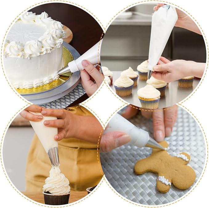 4Pcs Cotton Cloth Piping Bags, Reusable Icing Bags Anti Burst Cake Decorating Bags 12 inch Pastry Cake Piping Bags for Cake Cupcakes Cookies Frosting