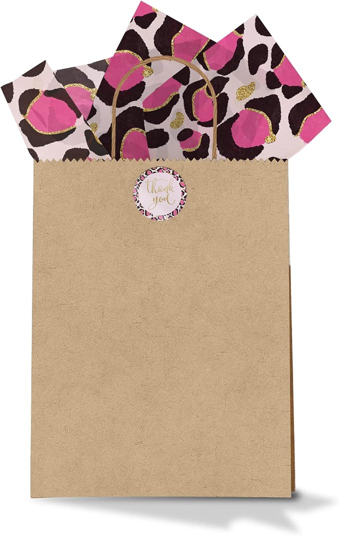Pro Supply Global Pink Leopard Perforated Roll Stickers – 1.5 Inch Round 500 Count – A Decorative Thank You Labels for Packaging, Party Supplies, Wrapping, Envelopes, Boutiques, and Event Decorations