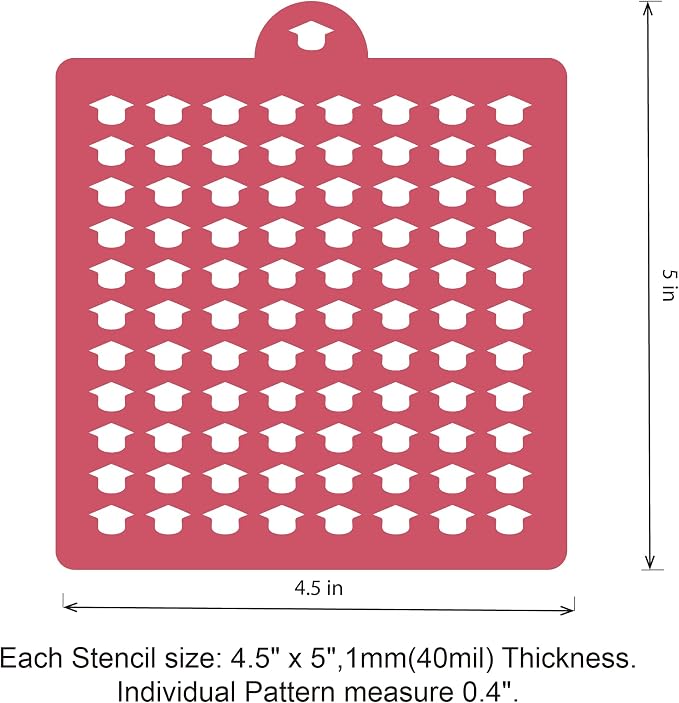 4 Pack Reusable Royal Icing Sprinkle Stencils Gem Glitter Stencils Bakery Stencil Template Set for Cookie Cake and Cupcake,Crafts DIY Tumblers Reusable Glitter & Gem Template Set (School)