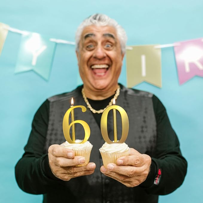 3.7IN Gold Acrylic Number 6/9 Cake Topper with 12 Gold Long Candles - Perfect for 6th and 9th Birthday Party Supplies, Ideal for Cake Decoration