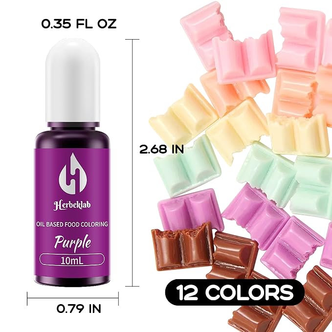 Oil Based Food Coloring for Chocolate 12 Colors x 10 ml Concentrated Oil Food Coloring for Melting Chocolate Candy Melts Cake Pops Strawberries