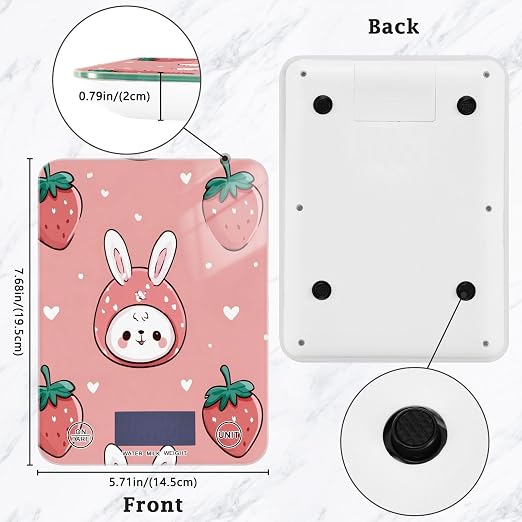 Food Scale Kitchen Scale Food Scales Digital Weight Grams and Ounces Small Electronic Food Scale for Baking Cooking Pink Bunny Strawberry Hearts