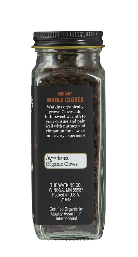 Watkins Gourmet Organic Spice Jar, Whole Cloves, 1.5 oz. Bottle, 3-Pack