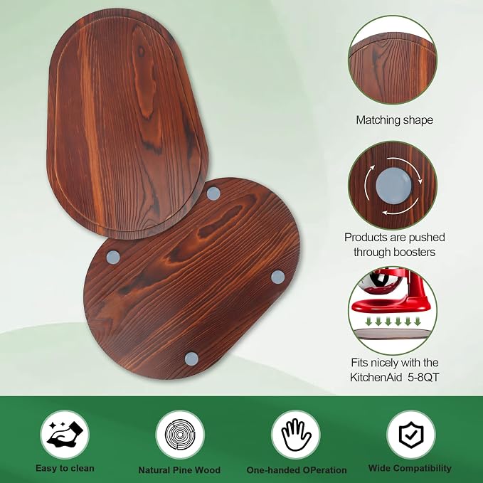Sliding Mat for Kitchen aid 5-8 Qt Stand Mixer with 1Pc Cord Organizer and 3Pcs Attachment Holder for Kitchen Appliance Slider Counter, Moving Tray (5-8 Qt Bamboo and Attachment, Brown)