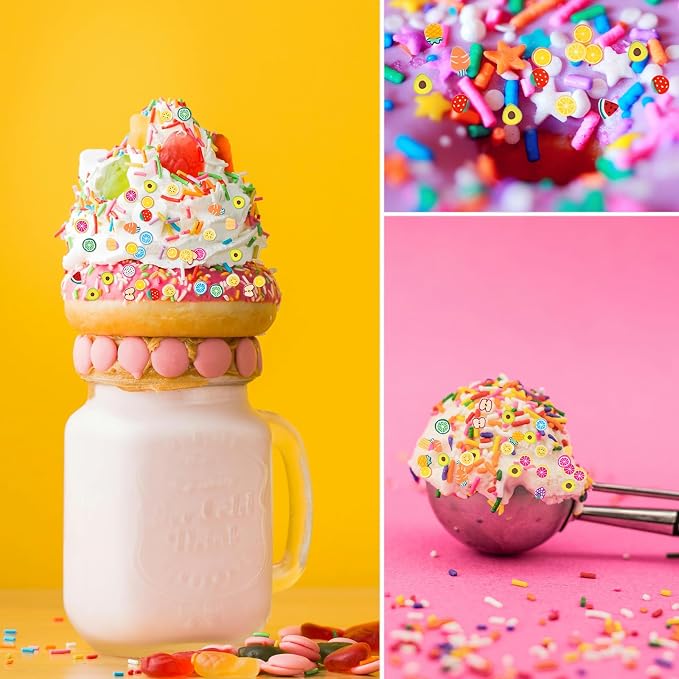 DIYASY 180g Fake Fruit Sprinkles, 6.35 oz Mini Faux Sprinkle Polymer Clay Slices Non-Edible for Crafts Art DIY Decoration Plastic Slime Filler