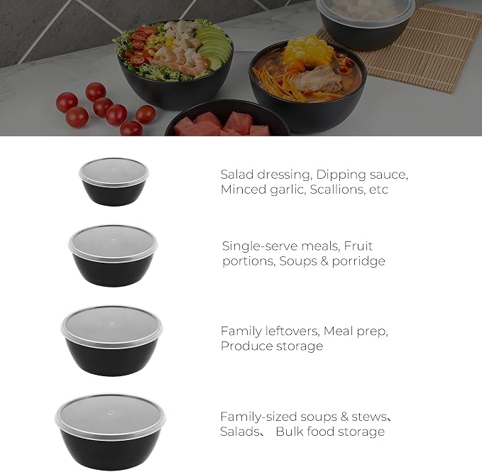 ZHANG XIAO QUAN SINCE 1628 Food Storage Containers Set of 4, PP5 Plastic Fresh-Keeping Container BPA Free, Airtight Lids, Microwave and Freezer Safe, BLACK