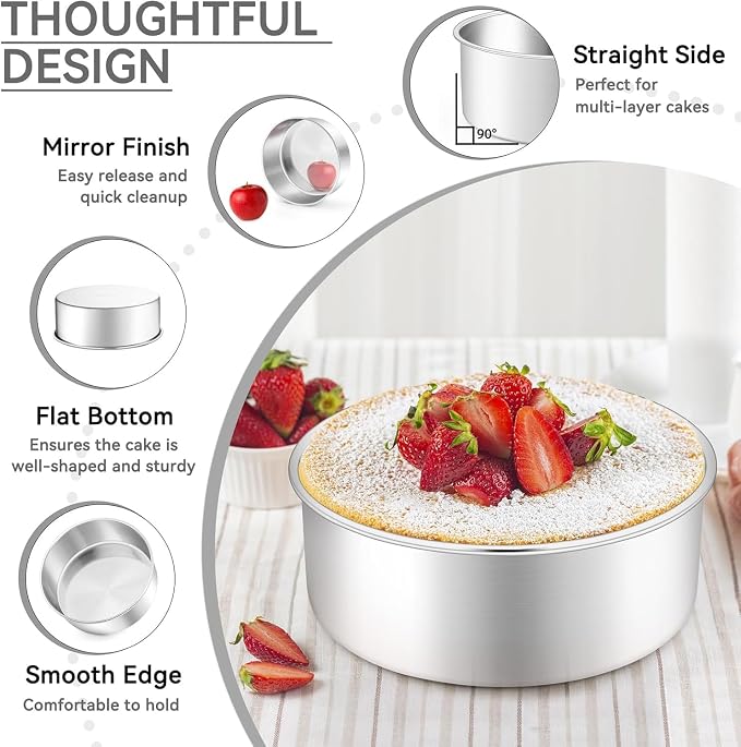 Leonyo 4-6-8-9 In Cake Pans Set of 4, Round Cake Tins for Baking, 2" Deep | Bake a multi-layer cake — perfect for celebrating weddings, birthdays, housewarmings, and graduations
