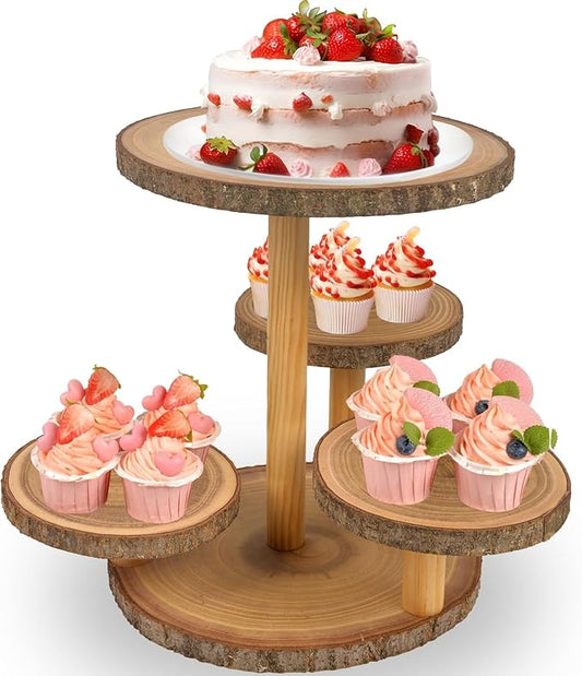 Cupcake Stand Display - Wood Dessert Cupcake Stand Party Wedding Cake Stand | 4 Tier Cupcake Stands for 50 Cupcakes, Cup Cake Tower Stand, Dessert Table Display Set Cake Stands for Birthday, Baby Shower