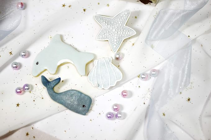 GWHOLE Sea Creature Cookie Cutters Variety Pack, Stainless Steel, 12PCS | Ocean Animal Design, For Kids Birthday Holiday Themed Party, Include Meramid, Fish Shark, Seashell, 1.6-4.3 Inch