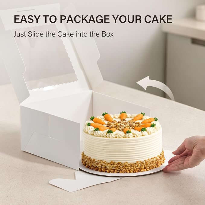Kootek 24pcs Cake Boxes with Window, 10 x 10 x 5 Inches Bakery Boxes Treat Cookie Dessert Boxes Pastry Box for Cake, Chocolate Covered Strawberries, Cupcakes, Donuts, Baked Goods