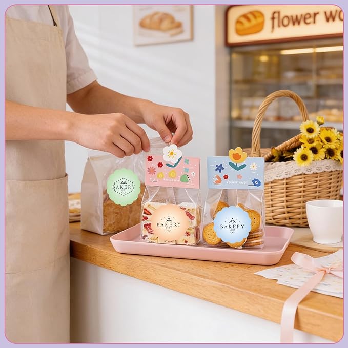 500 Pcs 2" Round Thermal Labels, Scalloped Multi-Colors Blank Circle Sticker for Small Business, Thank You, Logo Design, Waterproof for Direct Thermal Label Printers (Pastel Grad 5 Colors)
